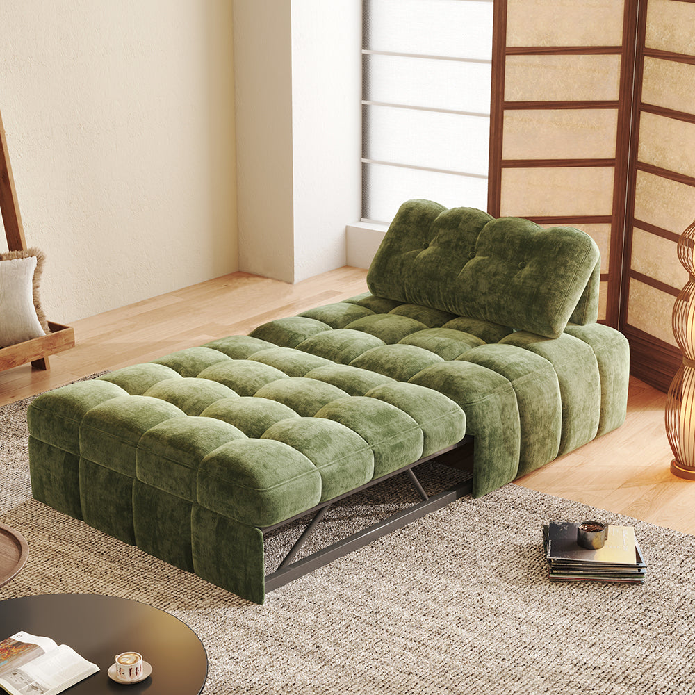 JASIWAY Modern Chenille Pull-Out Single Sofa Bed – Space-Saving Lounge & Guest Sleeper 35.43