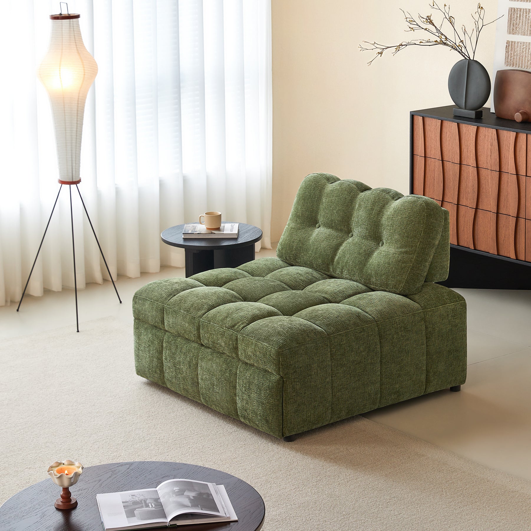 JASIWAY Modern Chenille Pull-Out Single Sofa Bed – Space-Saving Lounge & Guest Sleeper 35.43
