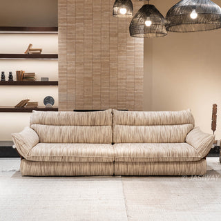 JASIWAY Modern Deep Seat Fabric Sofa with Solid Wood Arm Panels | Luxury Oversized Living Room Couch