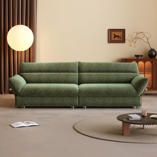 JASIWAY Modern Deep Seat Fabric Sofa with Solid Wood Arm Panels | Luxury Oversized Living Room Couch