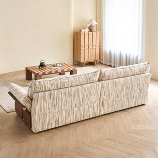 JASIWAY Modern Deep Seat Fabric Sofa with Solid Wood Arm Panels | Luxury Oversized Living Room Couch