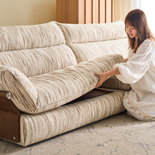 JASIWAY Modern Deep Seat Fabric Sofa with Solid Wood Arm Panels | Luxury Oversized Living Room Couch