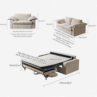 JASIWAY Modern Pull-Out Sleeper Sofa with Hidden Mattress for Compact Living