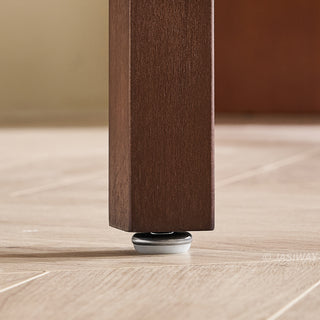 JASIWAY modern low-profile solid wood platform bed featuring ash wood frame, a sturdy floating-style base, and ergonomic split-cushion support, blending mid-century modern craftsmanship with minimalist aesthetics for luxury home interiors.-Close-up of support leg