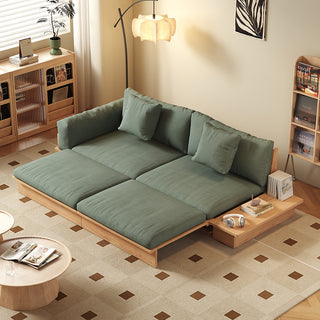 JASIWAY Modern Solid Wood Upholstered Cotton Linen Sofa Beige Folding sofa bed