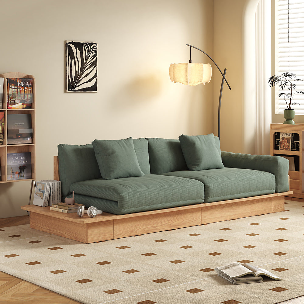 JASIWAY Modern Beige Folding Sofa Bed - Solid Wood Upholstered Comfort