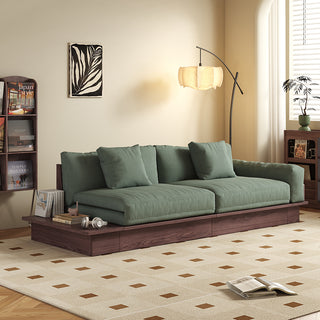 JASIWAY Modern Solid Wood Upholstered Cotton Linen Sofa Beige Folding sofa bed