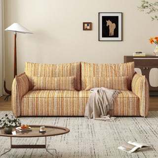 JASIWAY modern striped convertible sofa bed featuring a versatile pull-out chaise and multi-position adjustable backrest with a multi-layer cushioning system, perfect for transforming a contemporary living room into a guest sleeping area.-Front view