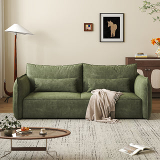 JASIWAY modern striped convertible sofa bed featuring a versatile pull-out chaise and multi-position adjustable backrest with a multi-layer cushioning system, perfect for transforming a contemporary living room into a guest sleeping area.-Front view