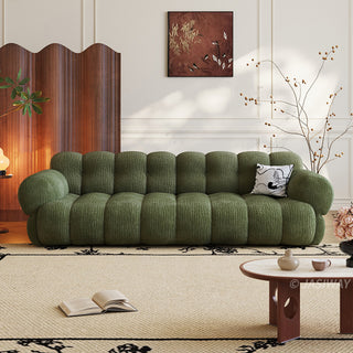 JASIWAY vintage marshmallow sofa featuring premium velvet tufting and an ergonomic curved silhouette for ultimate comfort, showcasing a vintage-inspired aesthetic with plush, high-resilience foam padding, offering superior lumbar support and a luxurious seating experience.-Front view