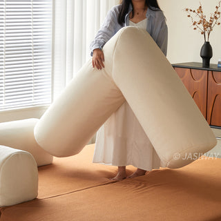 JASIWAY Modular Sofa Bed and Sleeper Sofa with a versatile convertible design, upholstered in premium textured bouclé, chenille or corduroy fabric, featuring plush bolster backrests and a mid-century modern aesthetic  for multifunctional living room use.-Backrest removal medium shot