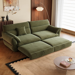 JASIWAY convertible pull-out sofa bed and loveseat sleeper upholstered in premium cream striped fabric, featuring a space-saving foldable design with plush cushioning and supportive armrests, ideal for modern living rooms and small apartment spaces.-High-angle three-quarter view