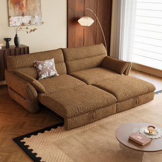 JASIWAY convertible pull-out sofa bed and loveseat sleeper upholstered in premium cream striped fabric, featuring a space-saving foldable design with plush cushioning and supportive armrests, ideal for modern living rooms and small apartment spaces.-High-angle three-quarter view