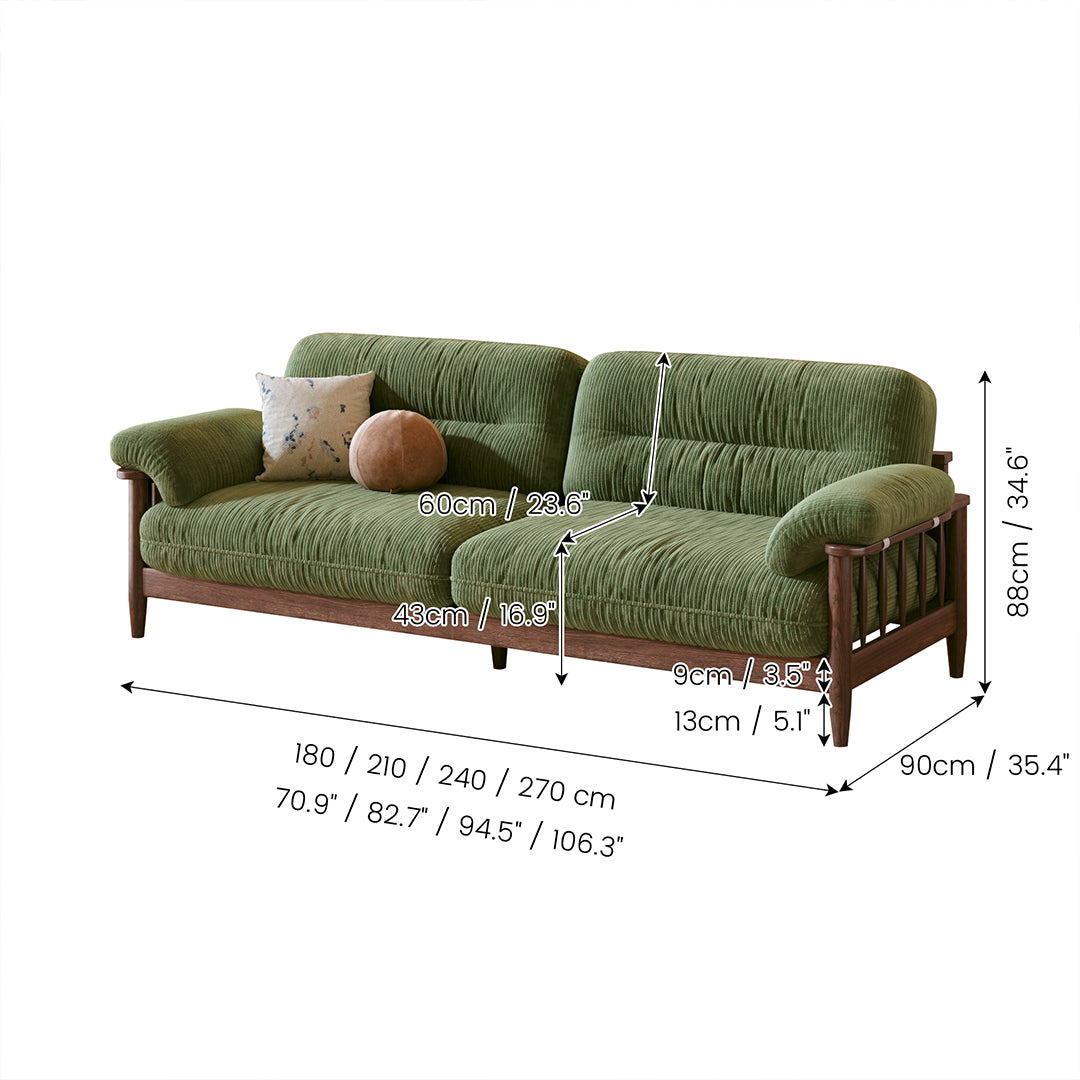 JASIWAY Solid Wood Frame Sofa with Removable Washable Cover