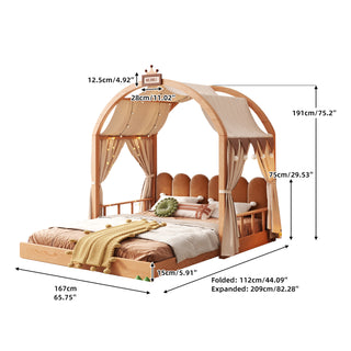 castle tent bed JASIWAY Extendable Solid Wood Kids Castle Bed with Canopy – Tent-Style – JASIWAY Furniture