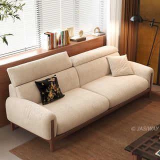 JASIWAY modern deep seat cloud couch featuring waterproof chenille fabric, adjustable ergonomic headrests, and a sturdy solid wood frame, designed as a luxury pet-friendly and family-oriented sofa for contemporary living rooms.-High-angle view