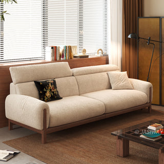 JASIWAY modern deep seat cloud couch featuring waterproof chenille fabric, adjustable ergonomic headrests, and a sturdy solid wood frame, designed as a luxury pet-friendly and family-oriented sofa for contemporary living rooms.-Three quarter view