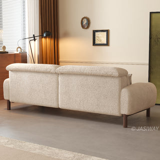 JASIWAY modern deep seat cloud couch featuring waterproof chenille fabric, adjustable ergonomic headrests, and a sturdy solid wood frame, designed as a luxury pet-friendly and family-oriented sofa for contemporary living rooms.-Rear view