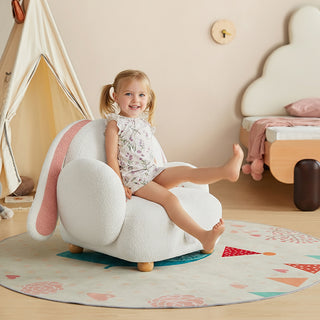 JASIWAY Cartoon Bunny Kids Couch – Cozy Teddy Fleece Sofa Chair