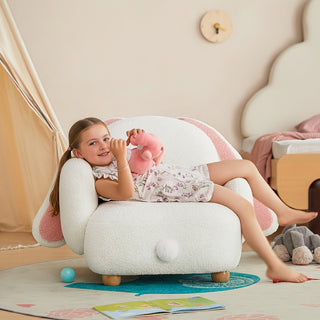 JASIWAY Cartoon Bunny Kids Couch – Cozy Teddy Fleece Sofa Chair