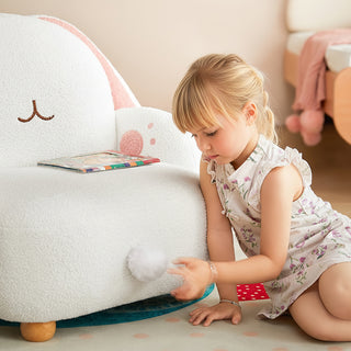 JASIWAY Cartoon Bunny Kids Couch – Cozy Teddy Fleece Sofa Chair