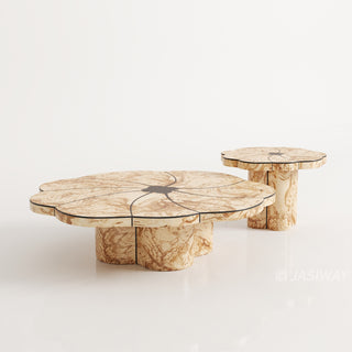 RINGCHEN Sculptural Round Nesting Coffee Table Set of 2 – Modern Low Profile Living Room Tables