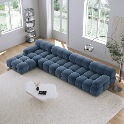 JASIWAY Velvet 4 Seaters Facing Sofa & Chaise
